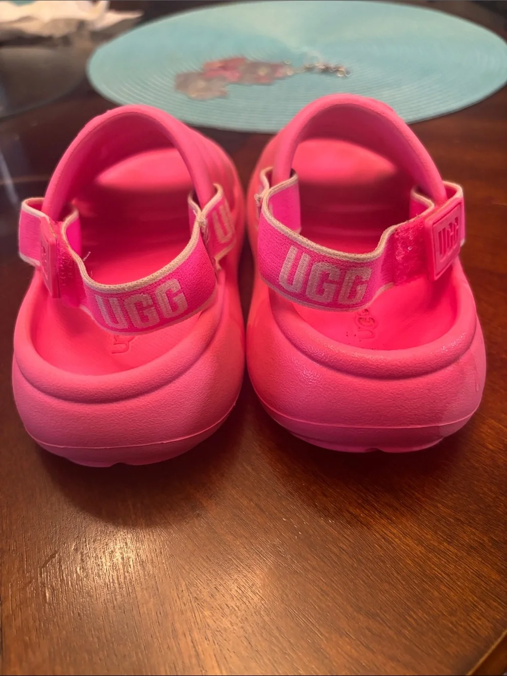 UGG Kids Bright Pink Padded Slide Sandals